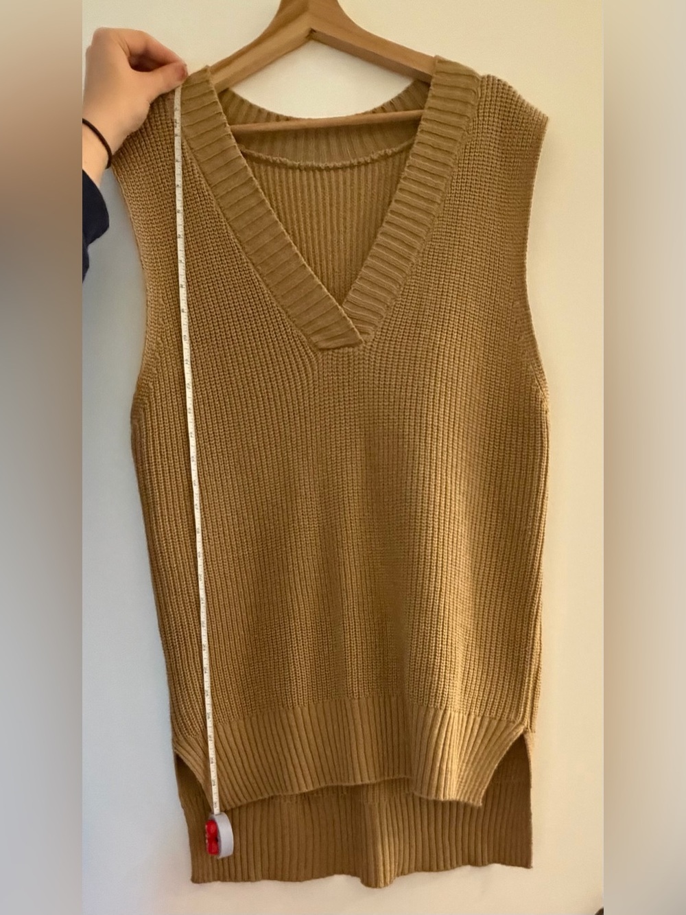Knit Sweater Vest/Sweater Dress in Camel/Tan - Picture 4 of 5